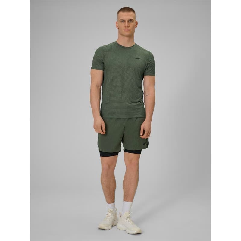 Pánske bežecké tričko s krátkym rukávom 4F TSHIRT FNK M1778-43A-KHAKI ALLOVER 6