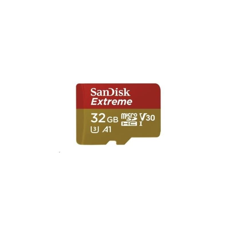 SanDisk MicroSDHC karta 32GB Extreme (100MB/s, Class 10, UHS-I U3 V30) + adaptér 1