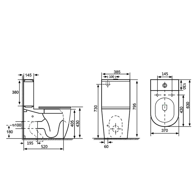 SAPHO - INFINITY RIMLESS WC kombi misa s nádržkou, spodný/zadný odpad, biela PC105WR 2