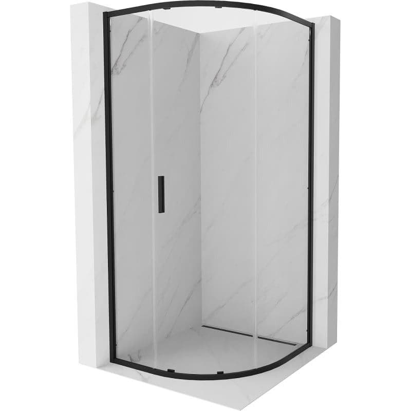 MEXEN/S - Exo štvrťkruhový posuvný sprchovací kút 100 x 100, transparent, čierna 8131-100-100-70-00