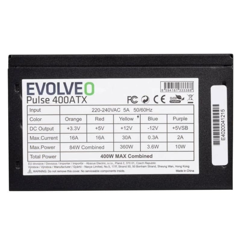EVOLVEO Pulse 400ATX, zdroj 400W, ATX, tichý, bulk, záruka 3 roky, čierny 3