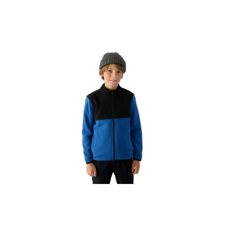 Chlapčenská flisová mikina so zipsom 4F JUNIOR FLEECE-JWAW24TFLEM212-32S-DENIM 1