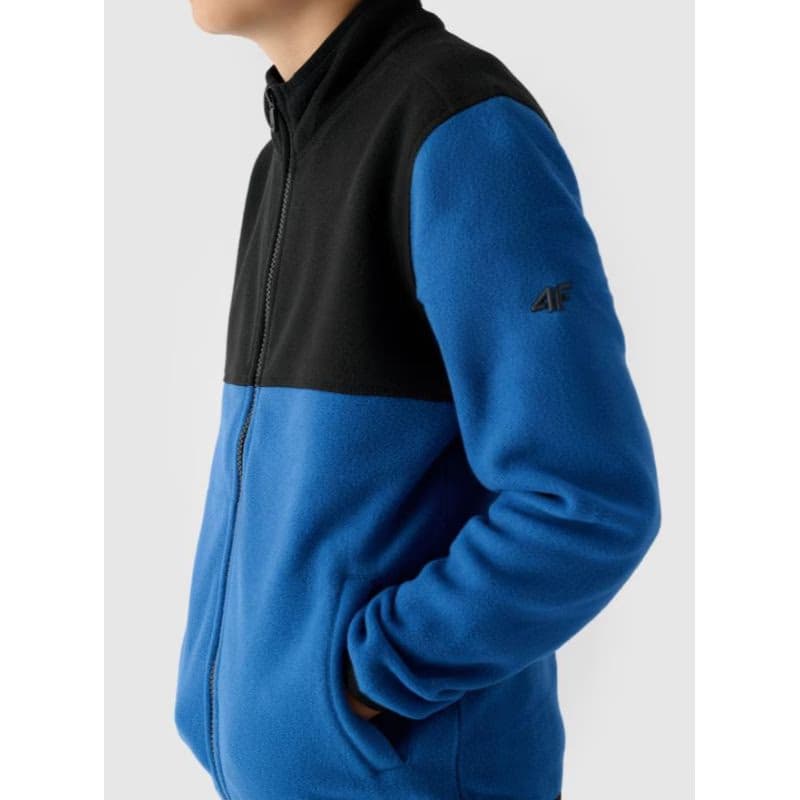 Chlapčenská flisová mikina so zipsom 4F JUNIOR FLEECE-JWAW24TFLEM212-32S-DENIM 2