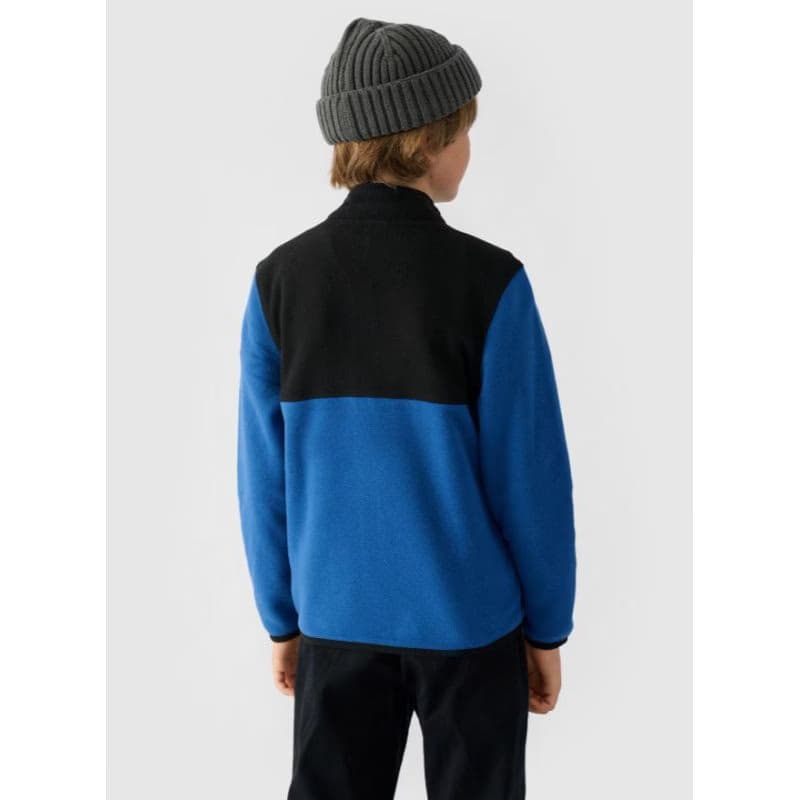 Chlapčenská flisová mikina so zipsom 4F JUNIOR FLEECE-JWAW24TFLEM212-32S-DENIM 3