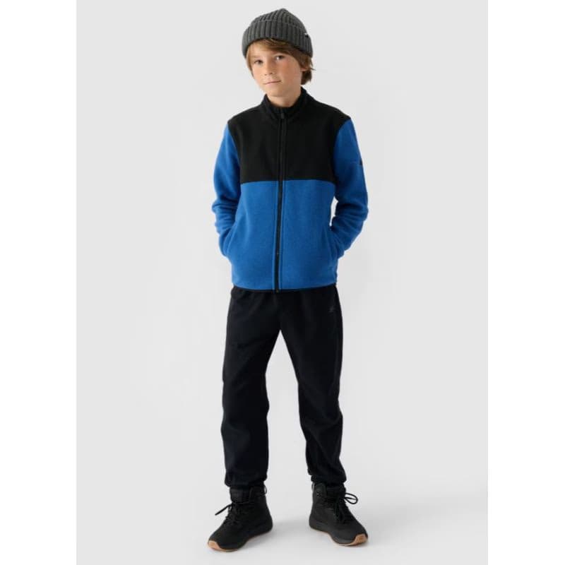Chlapčenská flisová mikina so zipsom 4F JUNIOR FLEECE-JWAW24TFLEM212-32S-DENIM 4