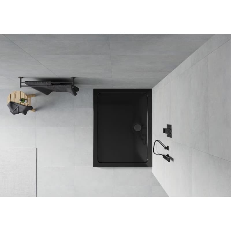 MEXEN/S - Flat sprchová vanička obdĺžniková slim 80 x 70, čierna + čierny sifón 40707080B 3