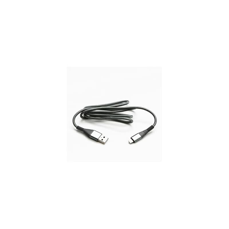 Logo USB kábel (2.0), USB A samec - Apple Lightning samec, 2m, MFi certifikácia, 5V/2,4A, strieborný, box, nylonové opletenie, hli 2