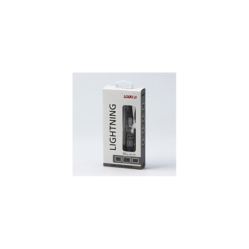 Logo USB kábel (2.0), USB A samec - Apple Lightning samec, 2m, MFi certifikácia, 5V/2,4A, strieborný, box, nylonové opletenie, hli 3