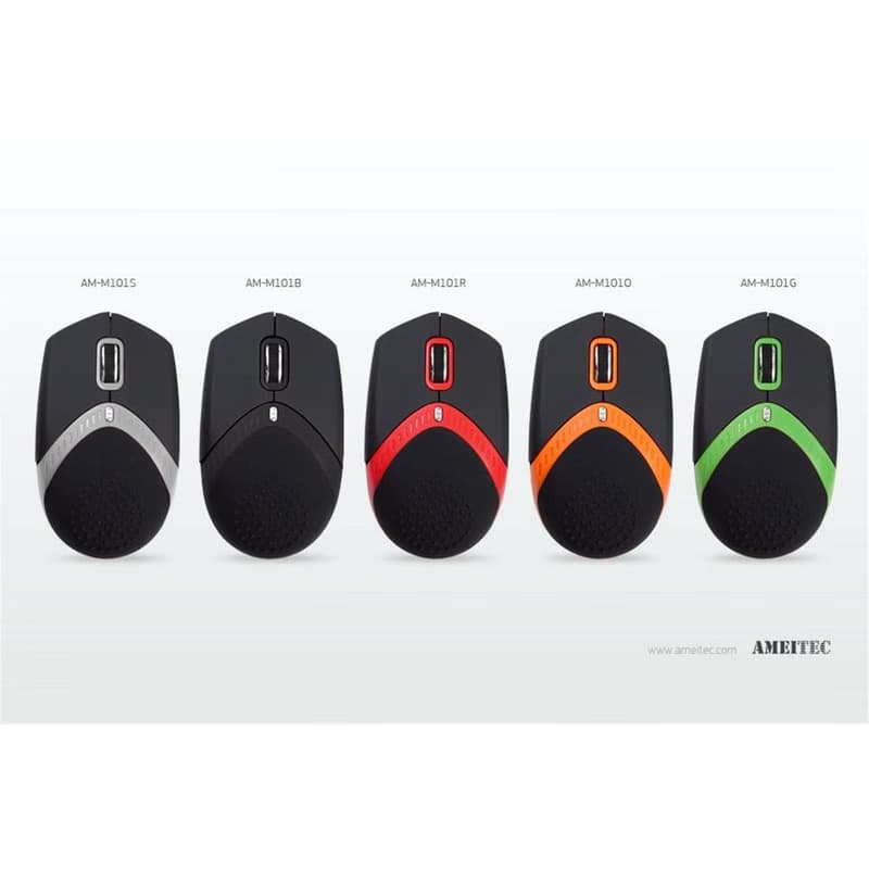 AMEI AM-M101R/Ergonomická/Optická/1 600 DPI/Drôtová USB/Čierna-červená 2