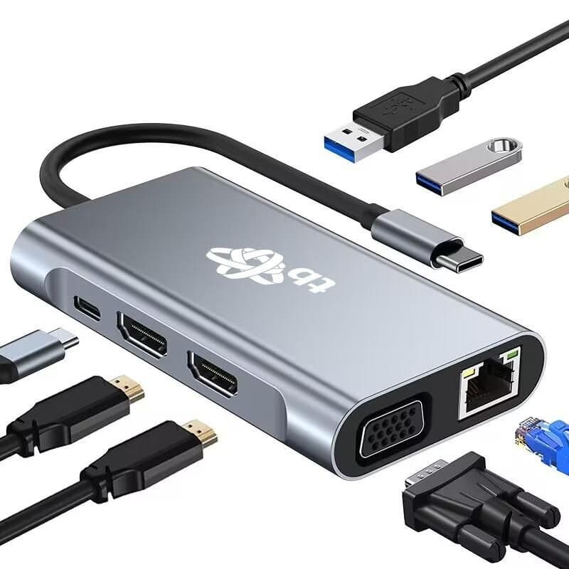 TB Touch USB C 8v1 - 2x HDMI, USB, VGA, RJ45, PD 3