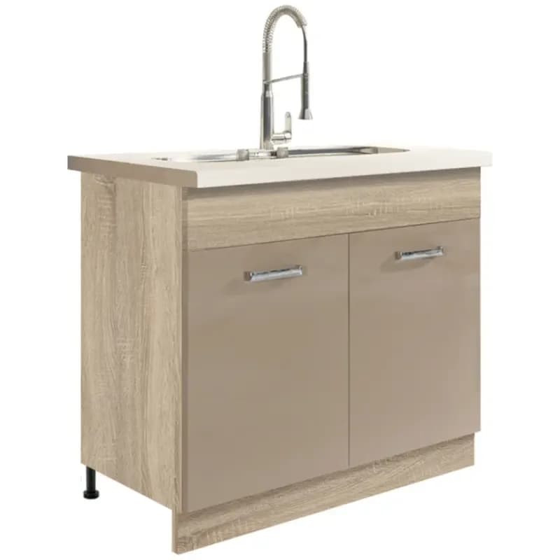 Kuchynská skrinka Premio 13D Sonoma/Biela/Cappuccino lesk 1