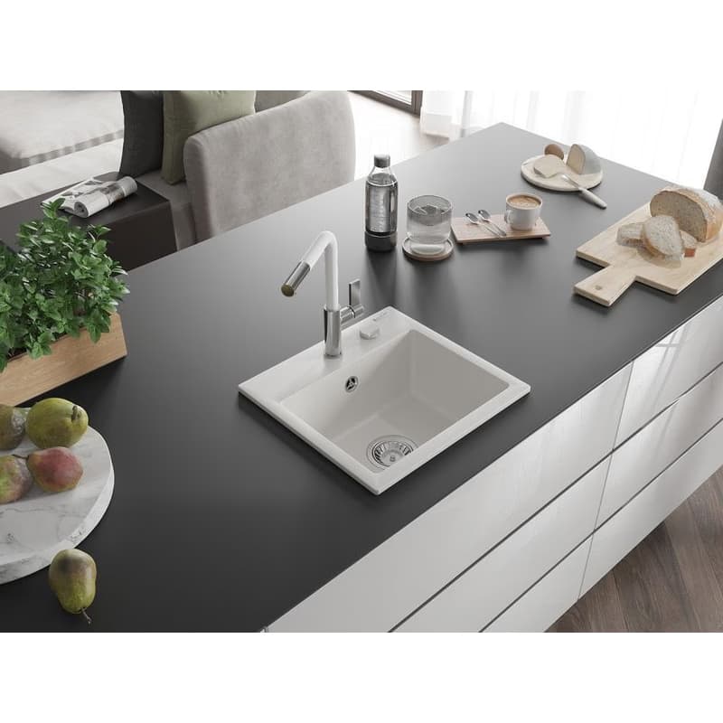 MEXEN/S MEXEN/S - Milo granitový drez 1-miska vrátane batérie Flora, biela 6505-20-670401-02 2