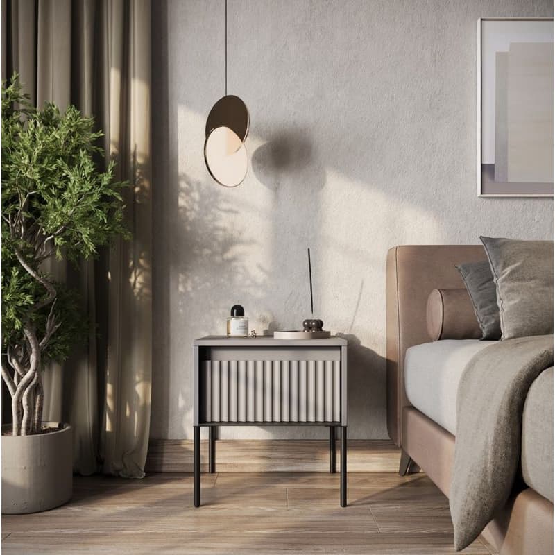 Dig-net nábytok Nočný stolík SWING TR-10 s LED osvetlením | sivá 2