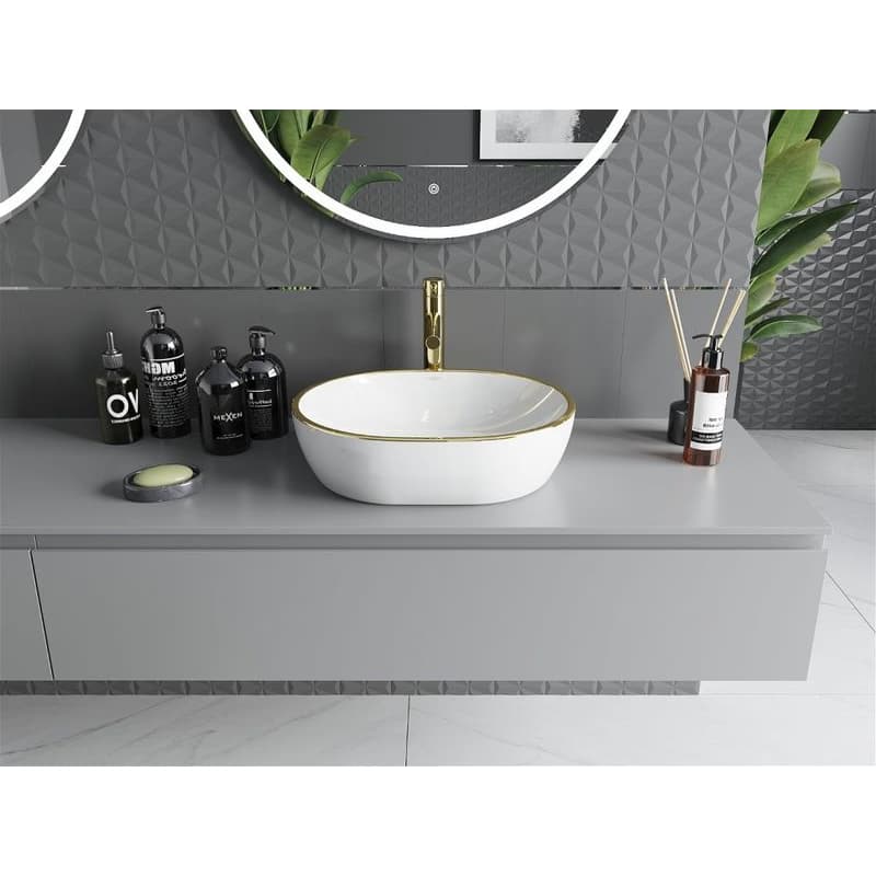 MEXEN - Viki umývadlo na dosku 48 x 35, biela/zlatá linka 21054805 3