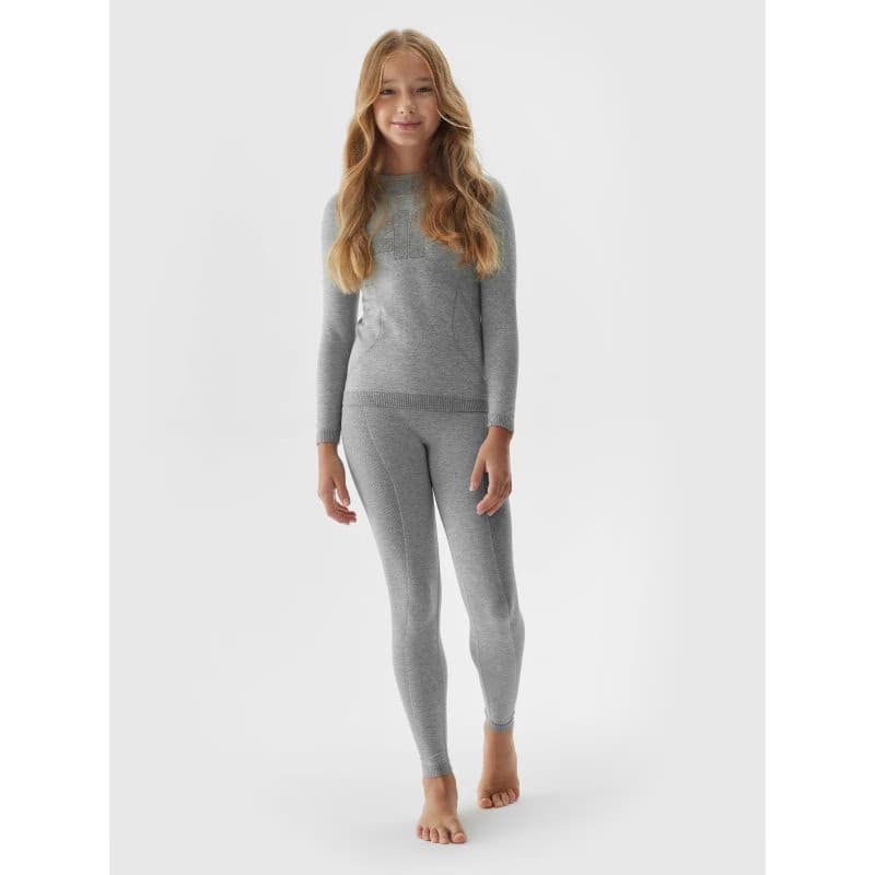 Dievčenské termoprádlo vrchný a spodný diel 4F JUNIOR SEAMLESS UNDERWEAR-JAW23USEAF110-27M-COLD LIGHT GREY MELANGE 2