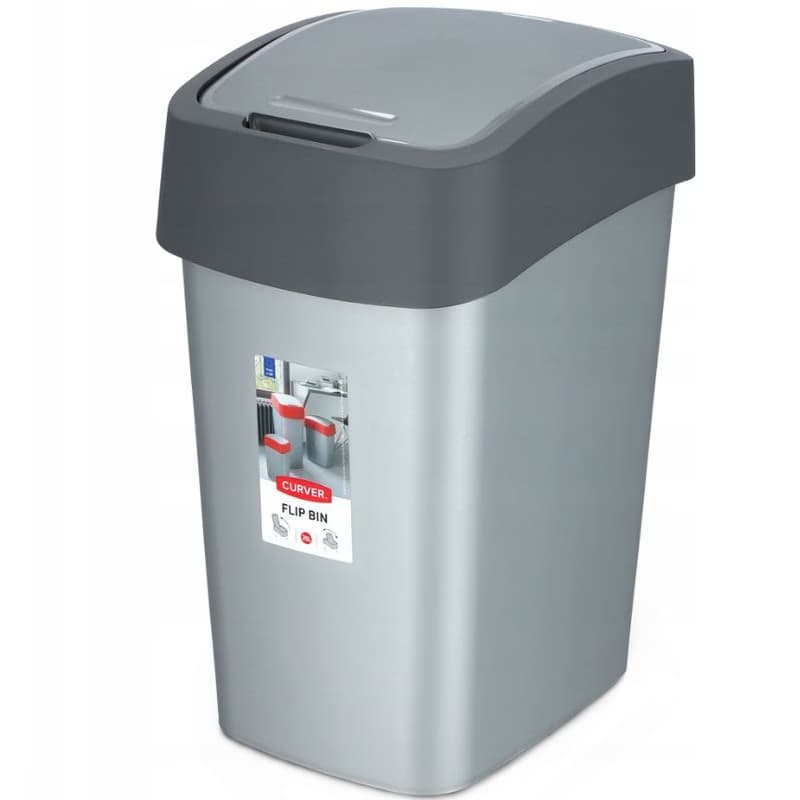CURVER Odpadkový kôš FLIP BIN 25l | strieborná / sivá 3