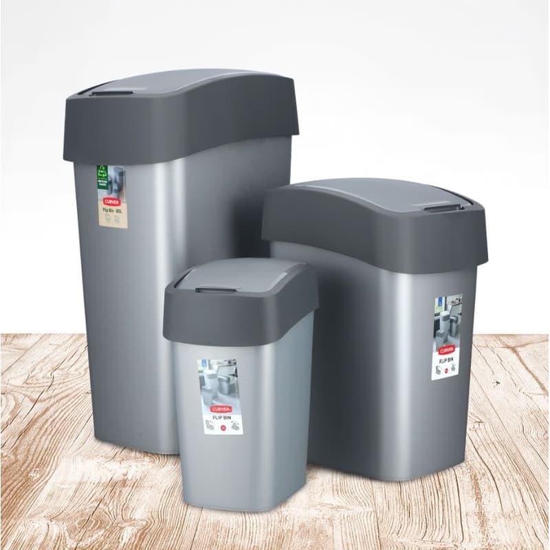 CURVER Odpadkový kôš FLIP BIN 25l | strieborná / sivá 4
