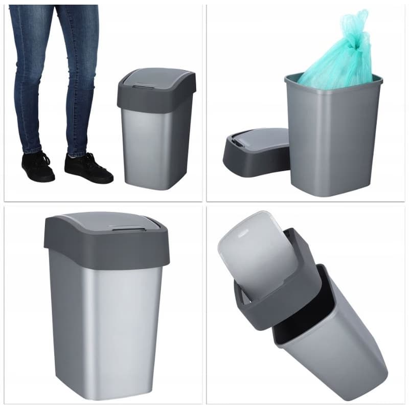 CURVER Odpadkový kôš FLIP BIN 25l | strieborná / sivá 5