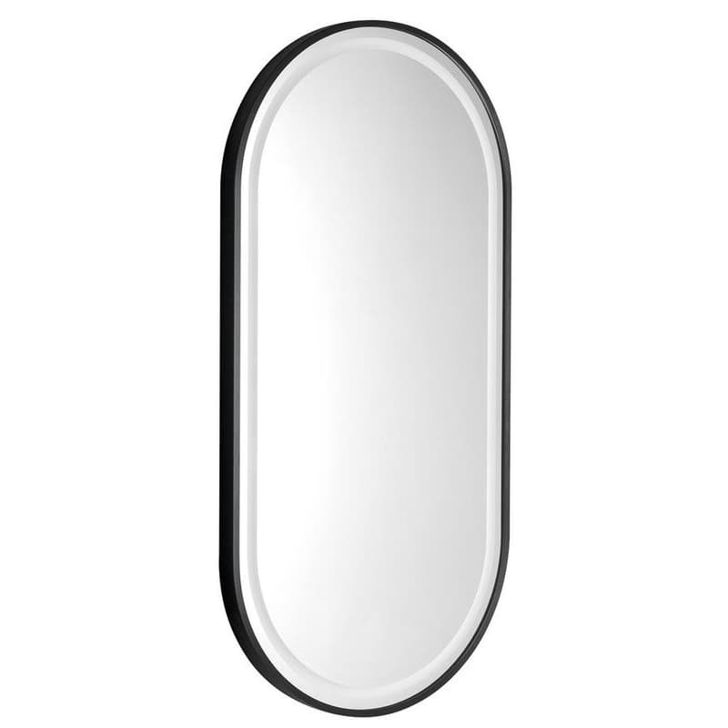 SAPHO - KAIRA zrkadlo oválne s LED osvetlením 45x90cm, čierna mat KA450