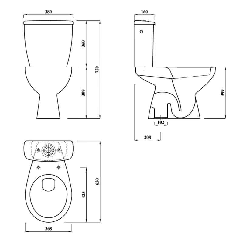 AQUALINE - MIGUEL WC kombi misa, dvojtlačidlo, spodný odpad, biela LC2258 2