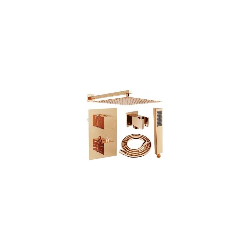 MEXEN/S MEXEN/S - Cube DR02 podomietkový sprchový SET + slim sprcha 30, ružové zlato 77502DR0230-60