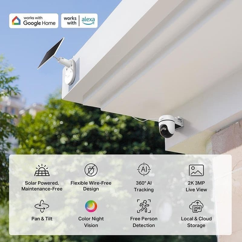 TP-Link Tapo C610 KIT vonkajšia kamera, solárny panel (3MP, 2K, 1296p, IR 10m, WiFi, micro SD card, IP65) 4
