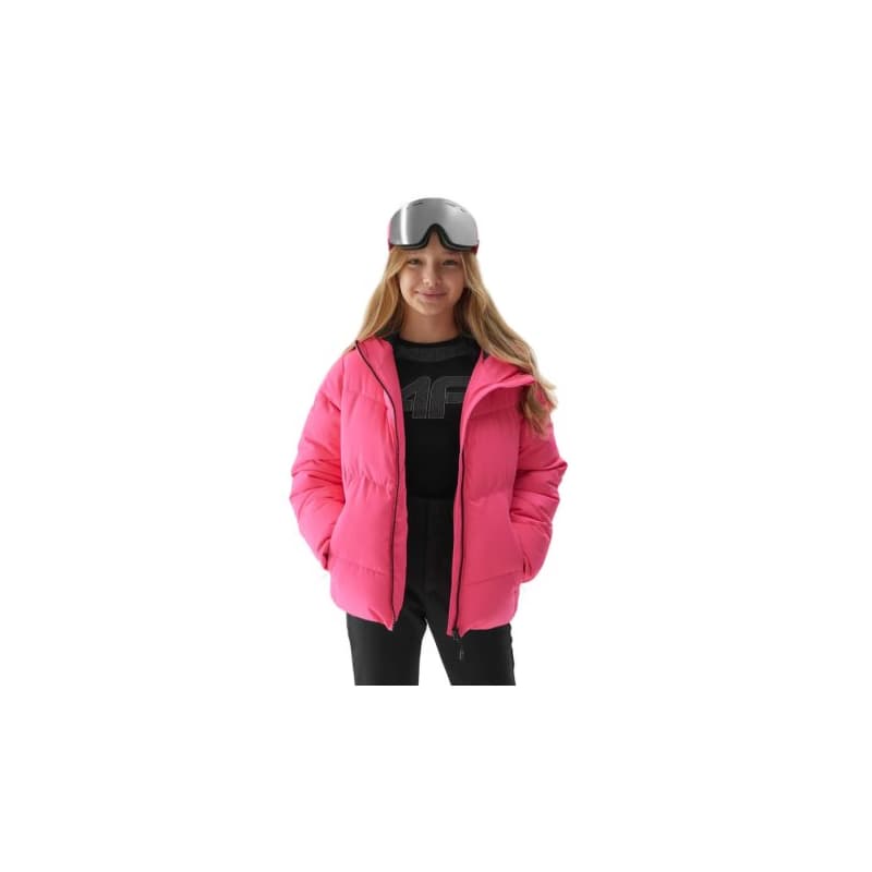 Dievčenská lyžiarska bunda 4F JUNIOR TECHNICAL JACKET-JAW23TTJAF293-55N-HOT PINK NEON 1