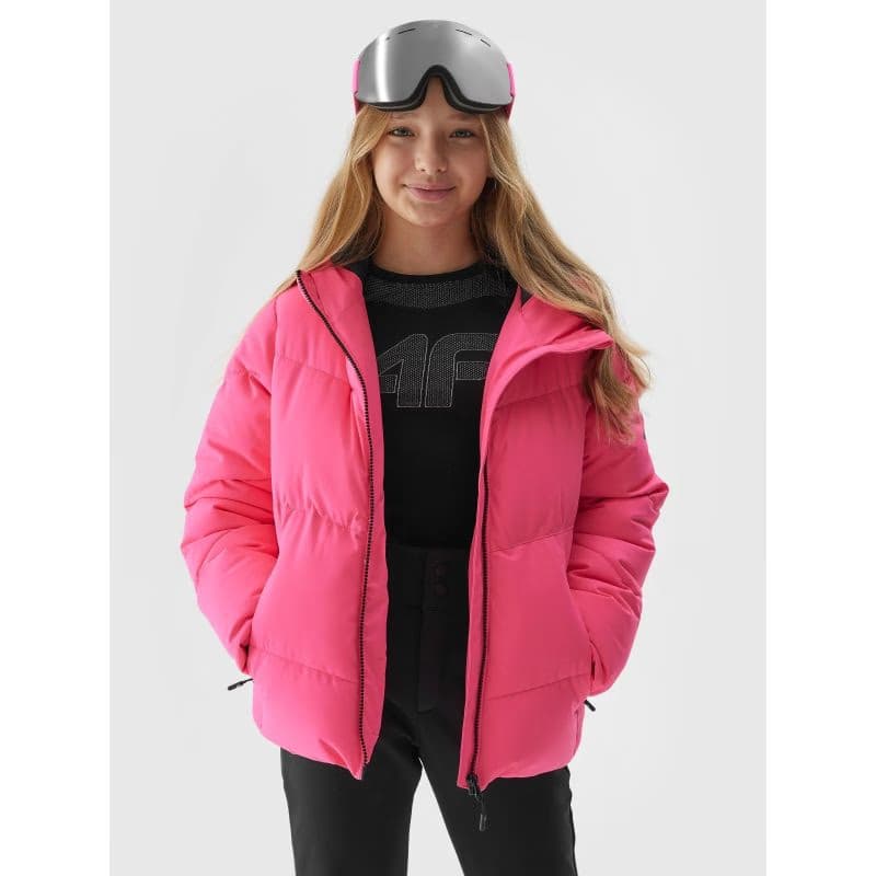 Dievčenská lyžiarska bunda 4F JUNIOR TECHNICAL JACKET-JAW23TTJAF293-55N-HOT PINK NEON 2
