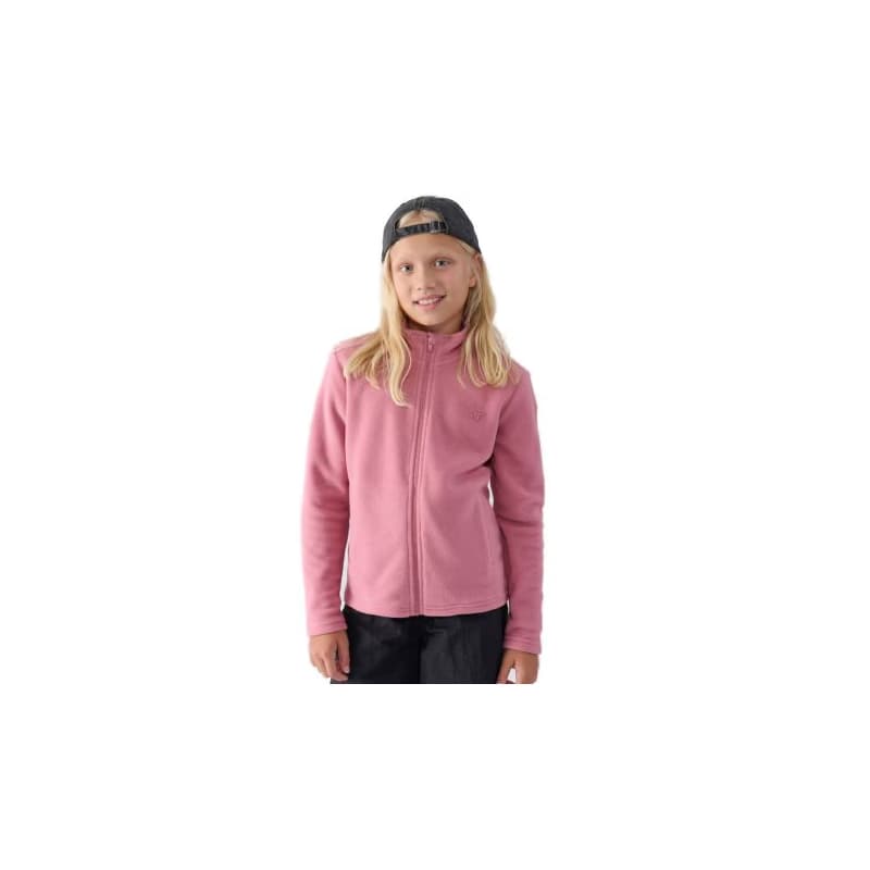 Dievčenská flisová mikina so zipsom 4F JUNIOR FLEECE-JWMM00TFLEF261-56S-LIGHT PINK