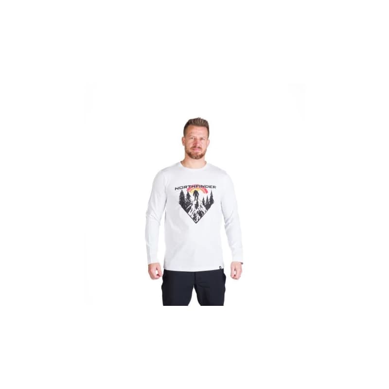 Pánske turistické tričko s dlhým rukávom NORTHFINDER CLAIR-377white