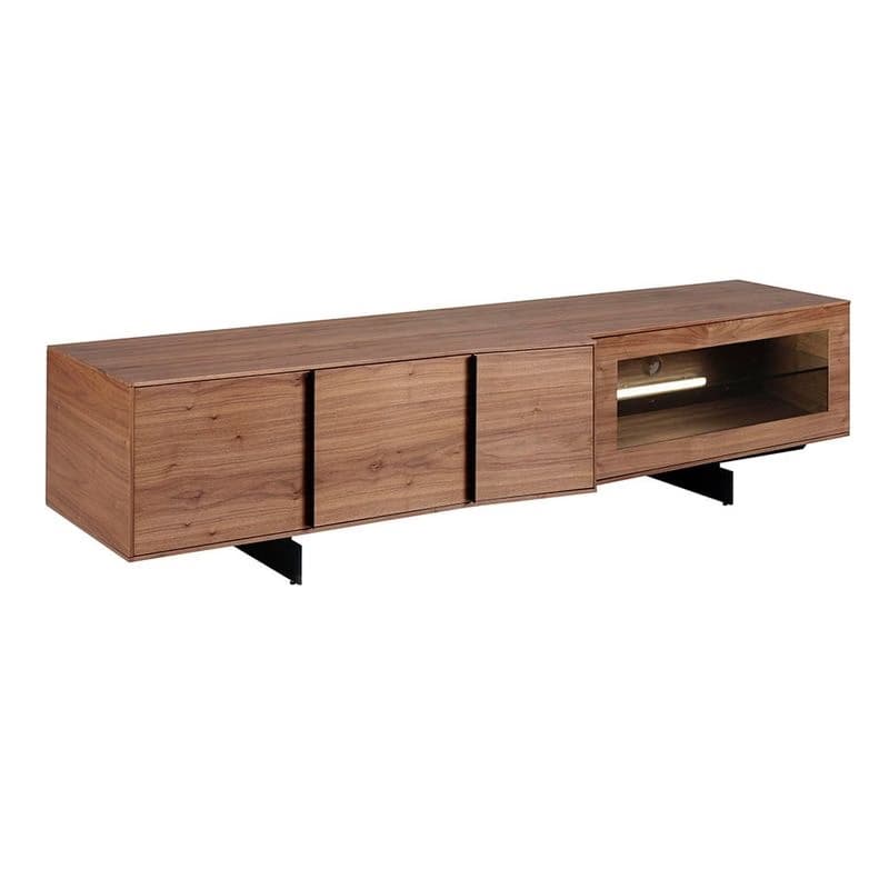Estila Luxusný moderný štvordverový TV stolík Vita Naturale s integrovaným LED osvetlením z orechového hnedého dreva 200 cm 1