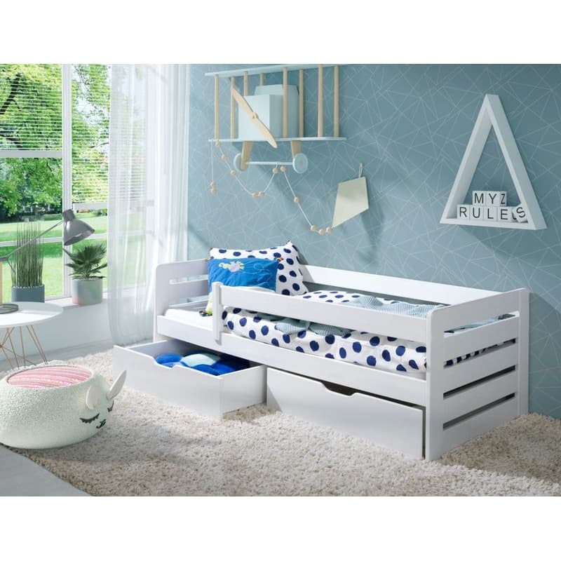 ArtBed Detská posteľ so zábrankou BELLA | biela 80 x 180 cm 1
