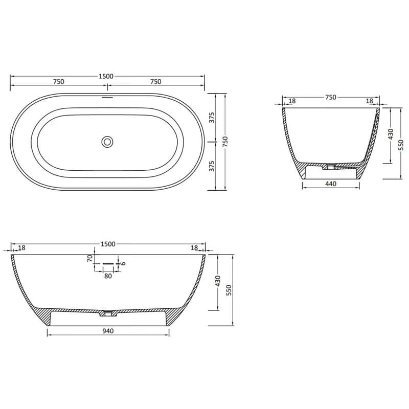 Mexen Rimini, 150 x 75 cm 57241507500 6