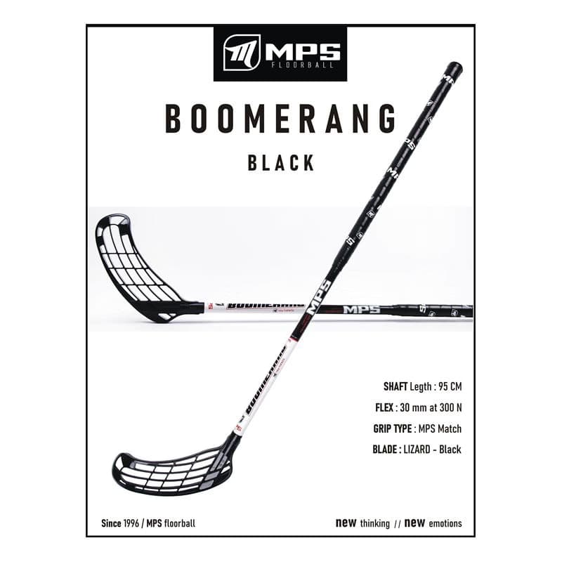Florbalová hokejka MPS BOOMERANG Black White R 4