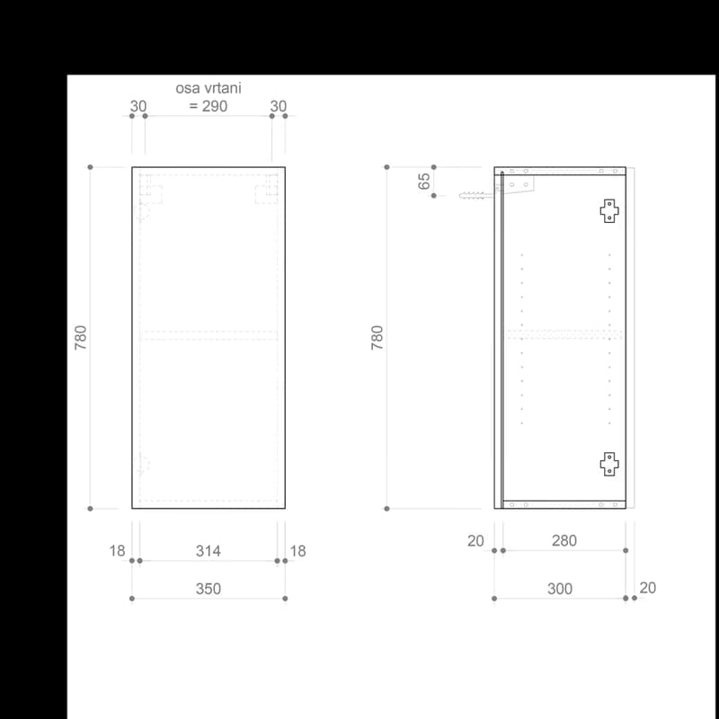 SAPHO - ESPACE skrinka 35x78x32cm, 1x dvierka, ľavá/pravá, biela lesk ESC630-3030 2