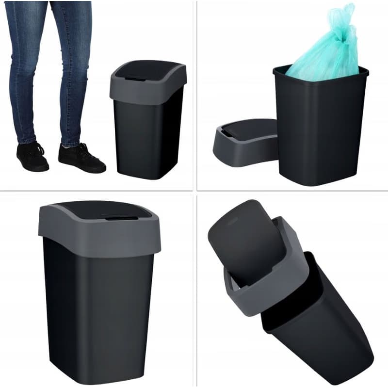 CURVER Odpadkový kôš FLIP BIN 25l | čierna / strieborná 5