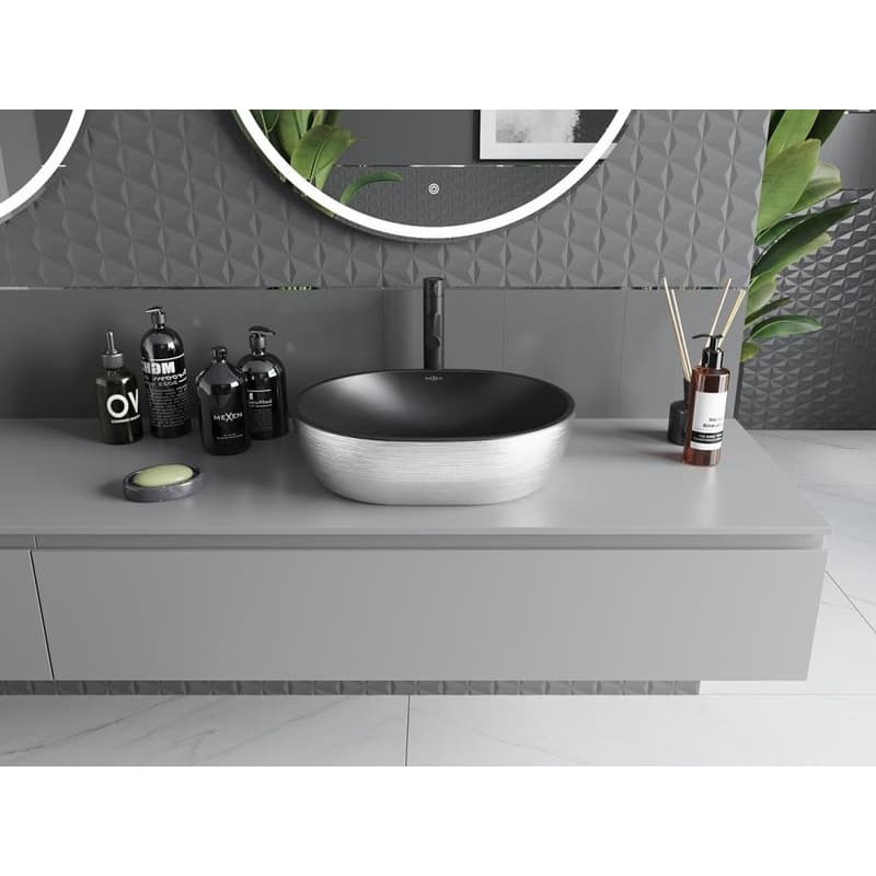 MEXEN - Viki umývadlo na dosku 48 x 35, čierna mat/strieborná vzor 21054873 3