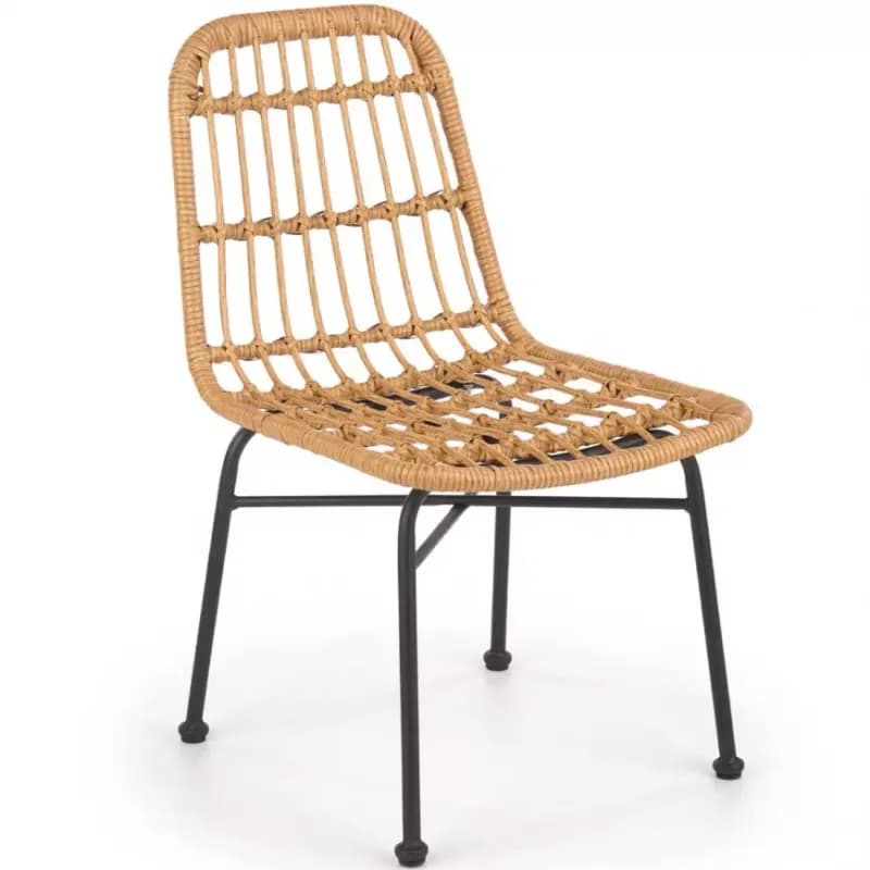 Stolička K401 Rattan/Tkanina/Kov Natural/čierna 1