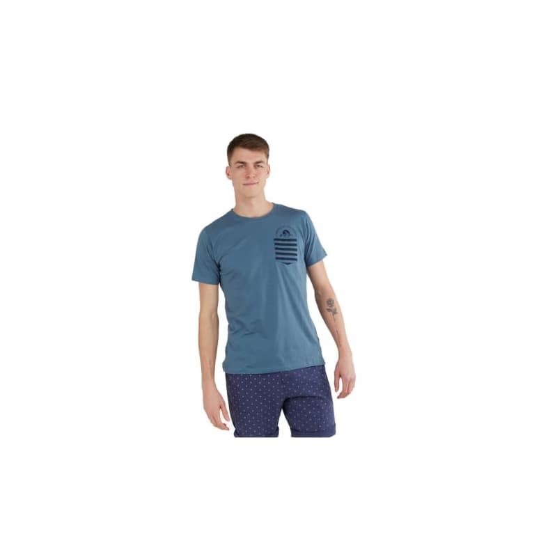 Pánske tričko s krátkym rukávom FUNDANGO Jaggy Pocket T-shirt-460-turkis