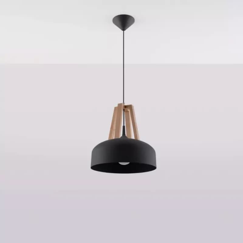 Luster Casco A-0390 čierna/prírodné drevo 1