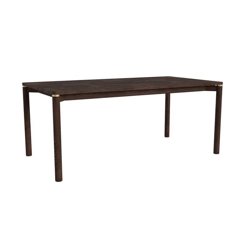Estila Art deco obdĺžnikový rozkladací jedálenský stôl Linia v tmavej hnedej farbe so zlatými detailmi 180-280 cm