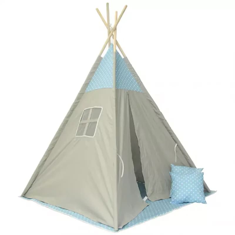 Detský stan Teepee sivo-modrý/hviezdy 1