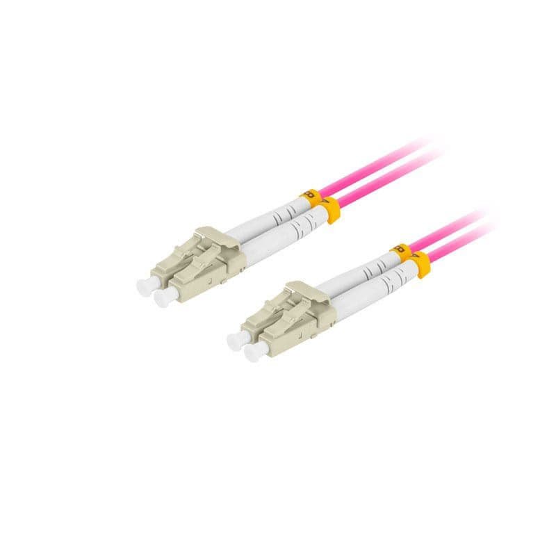LANBERG optický patch cord MM LC/UPC-LC/UPC duplex 1m LSZH OM4 50/125 priemer 3mm, farba magenta 1