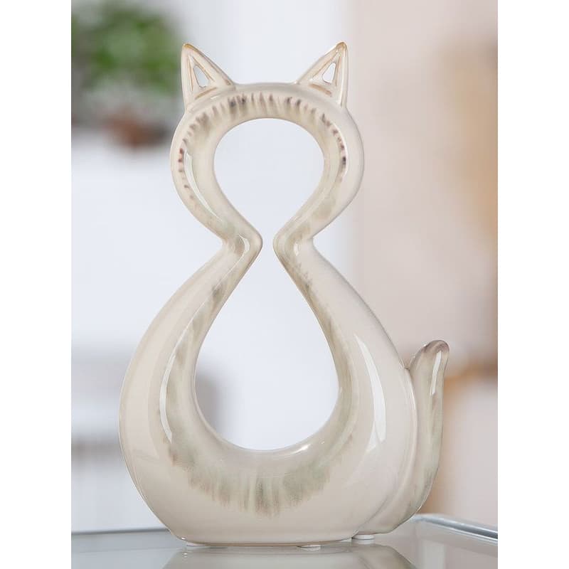 Keramická dekorácia mačka, biela "Catty" 1