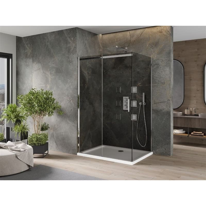 MEXEN/S - Omega sprchovací kút 100 x 70, grafit, chróm + vanička so sifónom 825-100-070-01-40-4010 2
