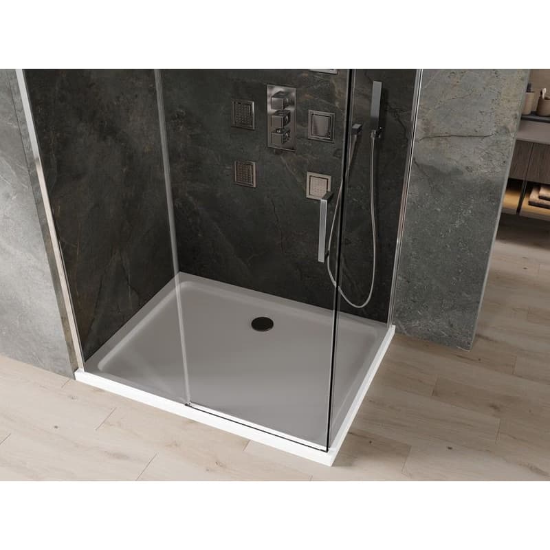 MEXEN/S - Omega sprchovací kút 100 x 70, grafit, chróm + vanička so sifónom 825-100-070-01-40-4010 4