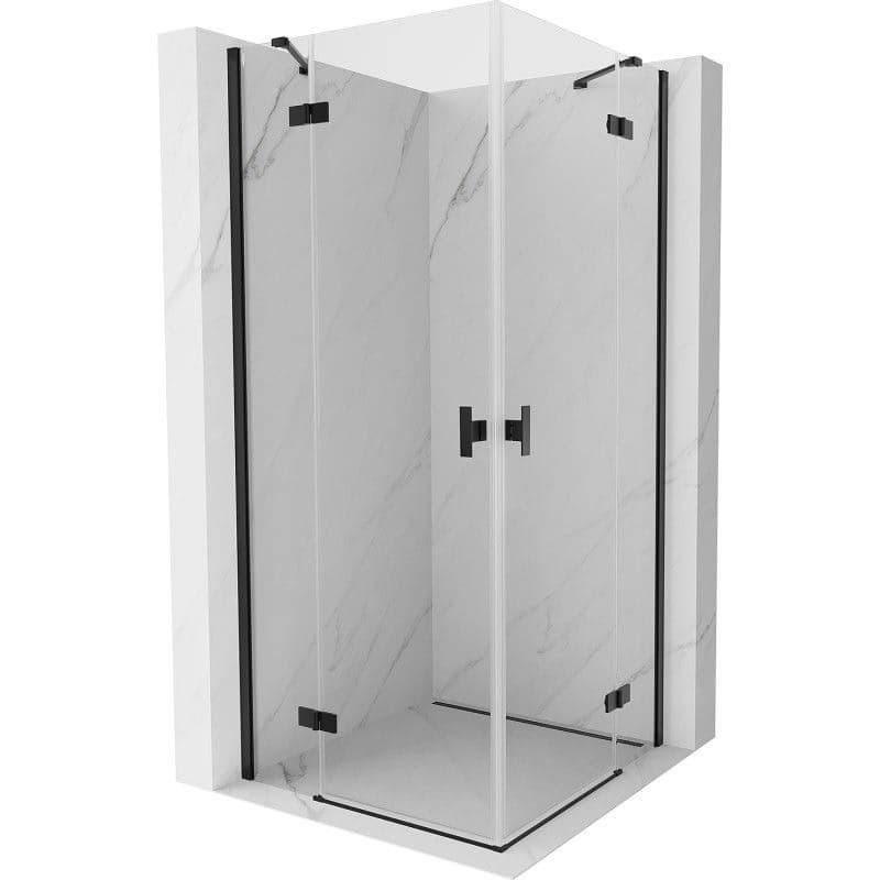 MEXEN/S - Mist H Duo sprchovací kút dvere krídlové 80 x 80, transparent, čierna 8A5-080L-080P-70-00