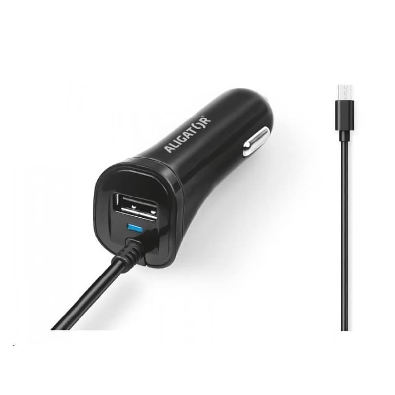 Aligator nabíjačka do auta Turbo charge, 12/24 V, 2, 4 A, microUSB, 1x USB výstup, čierna 2