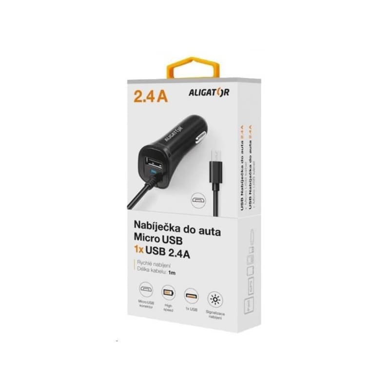 Aligator nabíjačka do auta Turbo charge, 12/24 V, 2, 4 A, microUSB, 1x USB výstup, čierna 4