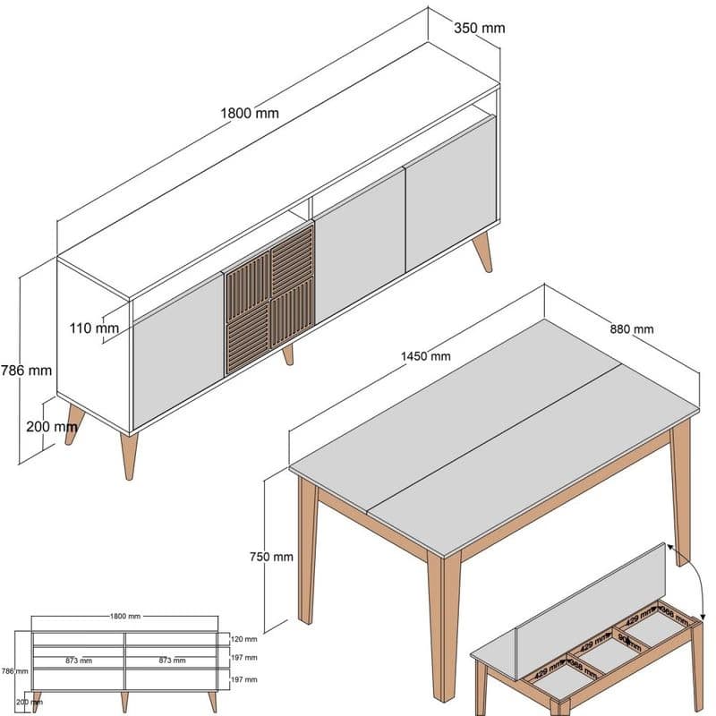 Living Room Furniture Set Milan 523 - Walnut, White 3